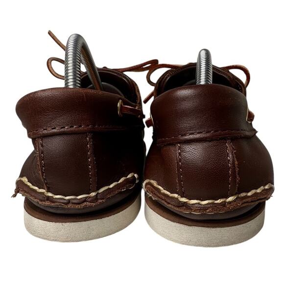 Vtg Timberland Brown Leather White Sole 2 Eye Boat Shoes 74035 Preppy Men Sz 9.5 - Picture 6 of 16